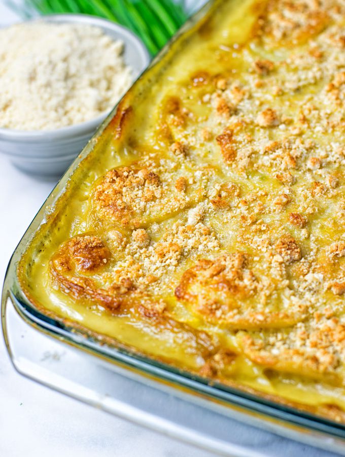 Garlic Butter Scalloped Potatoes | #vegan #glutenfree #contentednesscooking