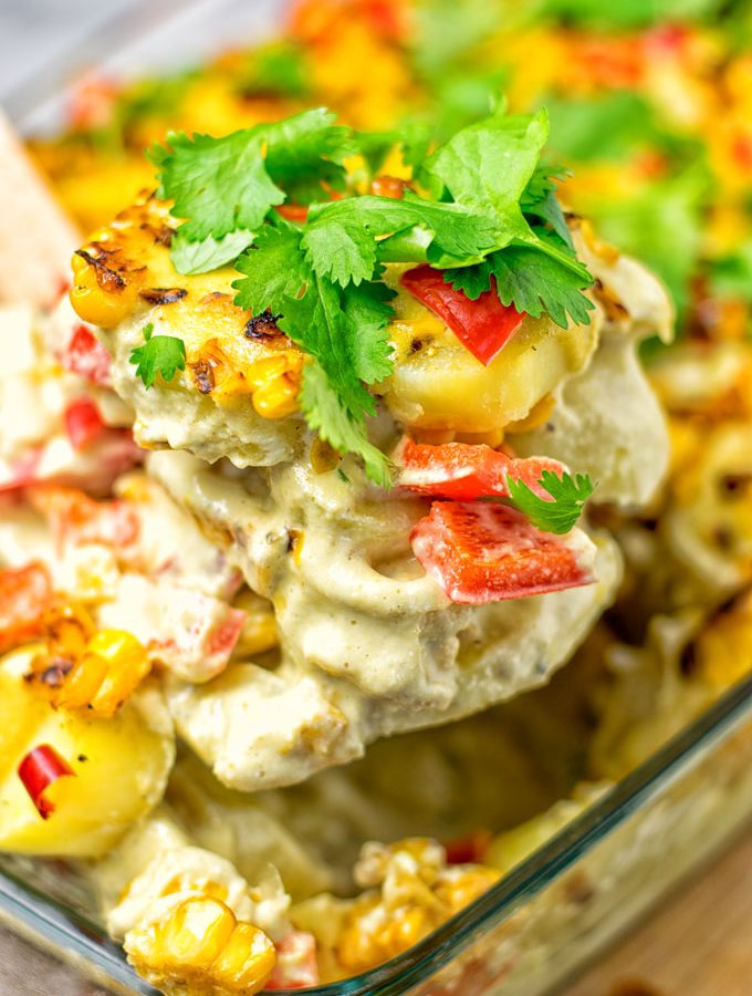 Mexican Street Corn Potato Casserole | #vegan #glutenfree #contentednesscooking #plantbased