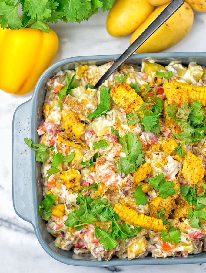 Mexican Street Corn Potato Salad | #vegan #glutenfree #contentednesscooking #plantbased #dairyfree