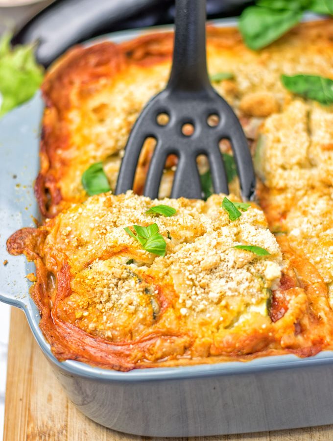 Eggplant Parmesan Zucchini Casserole | #vegan #glutenfree #contentednesscooking #plantbased #dairyfree