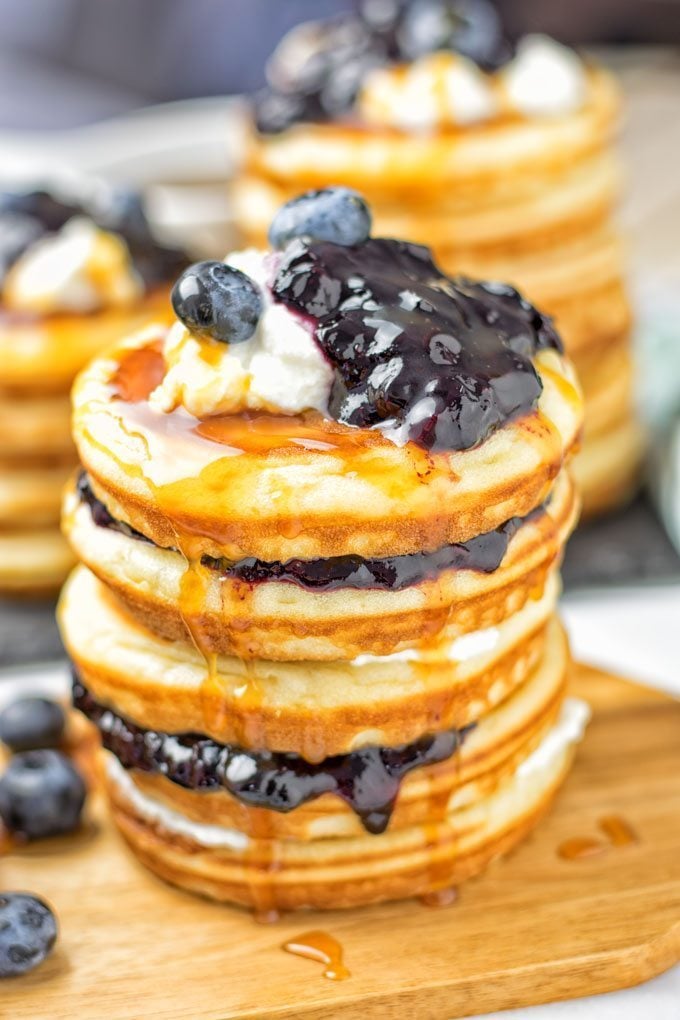 Vegan Ricotta Blueberry Pancakes - Contentedness Cooking