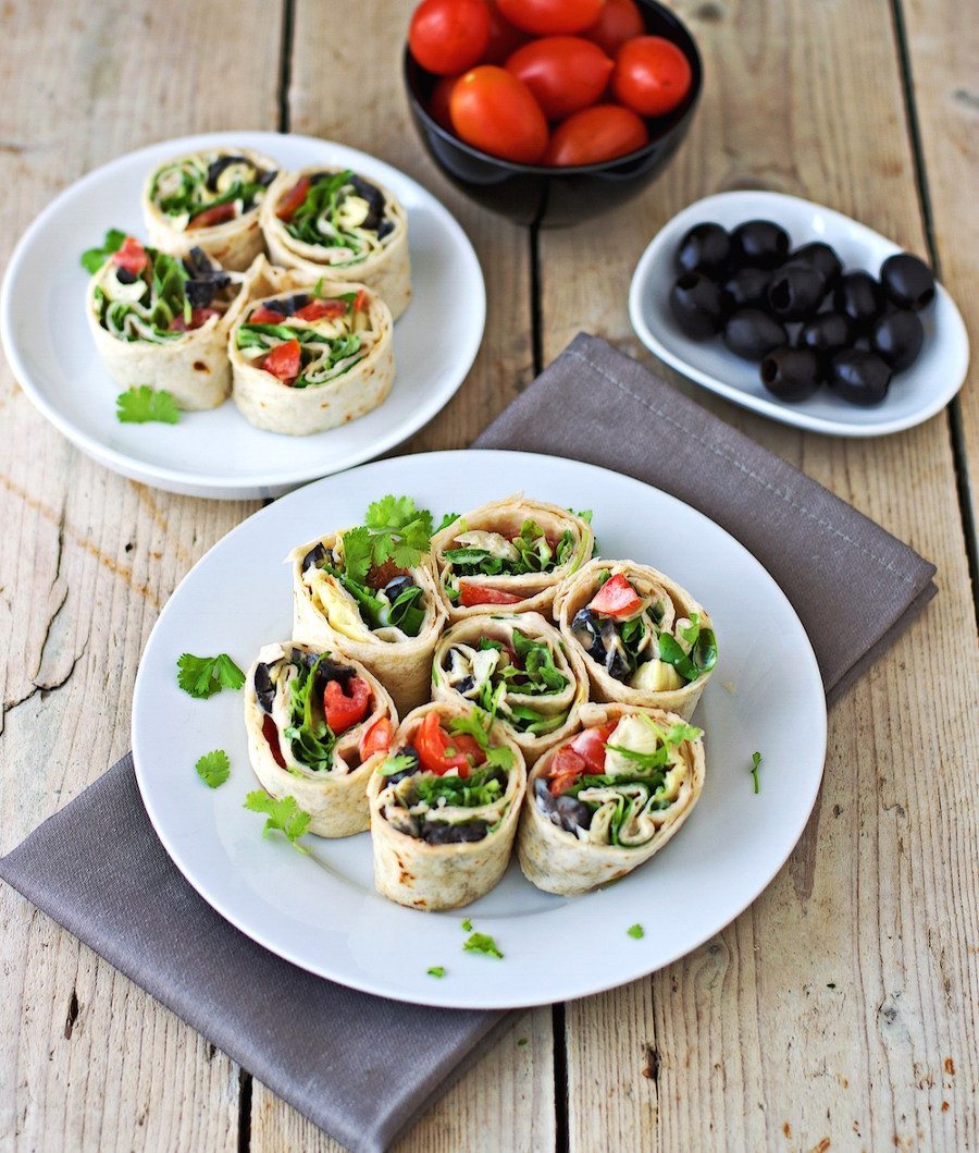 A plate full of Mediterranean Pinwheels.