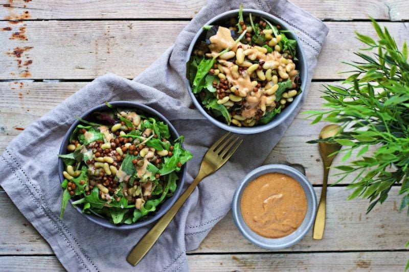 High Protein Salad [vegetarian, vegan, super easy] Contentedness Cooking