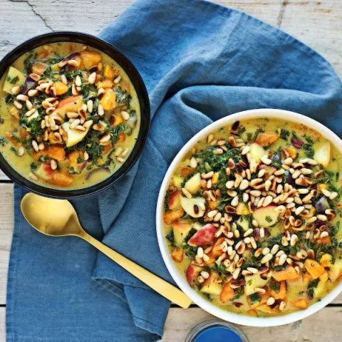 Vegan Sweet Potato Soup with Kale #vegan #glutenfree www.contentednesscooking.com