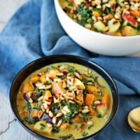 Vegan Sweet Potato Soup with Kale #vegan #glutenfree www.contentednesscooking.com