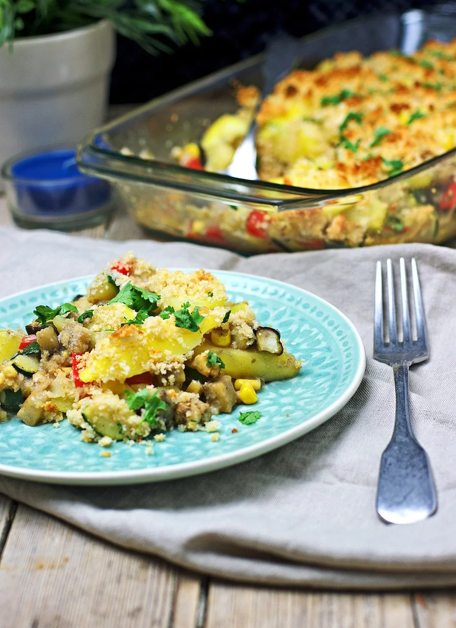 Closeup of the Vegan Potato Casserole.