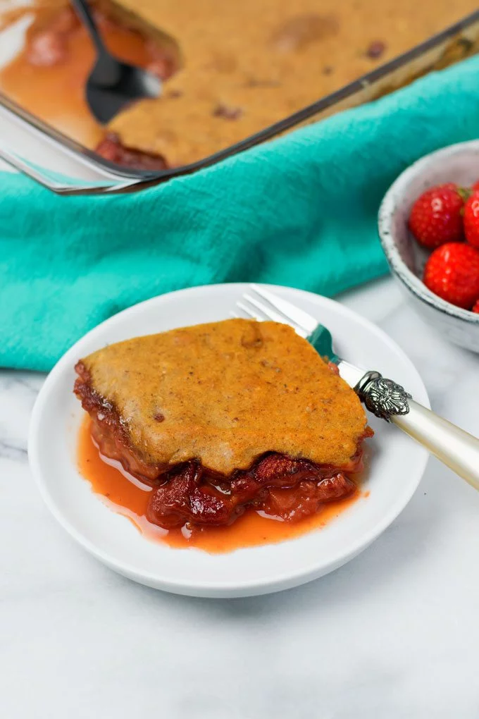 Closeup of the Vegan Strawberry Cobbler.