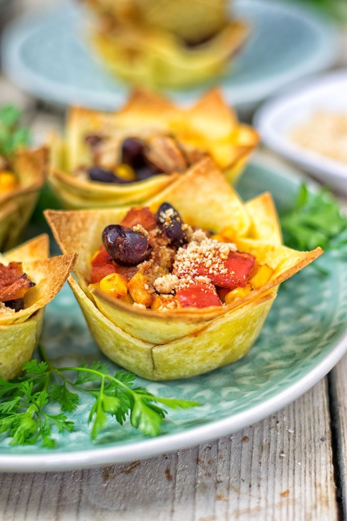 Easy Vegan Taco Cups - Contentedness Cooking