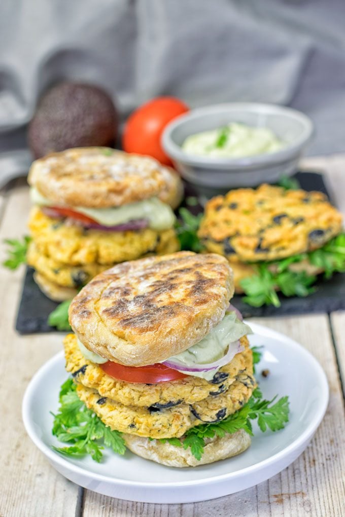 Mediterranean Vegan Burger on a plate.