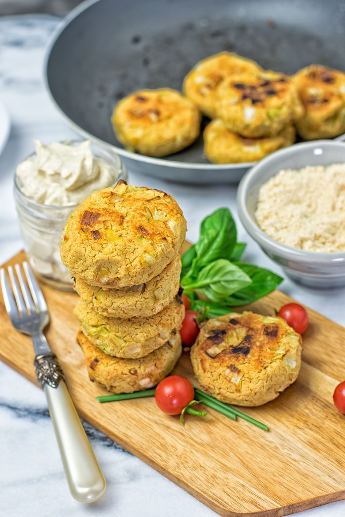 Stack of the Roasted Garlic Vegan Cheese Fritters.