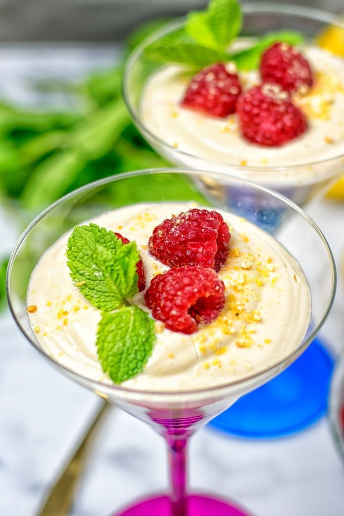 Lemon Cheesecake Mousse closeup.