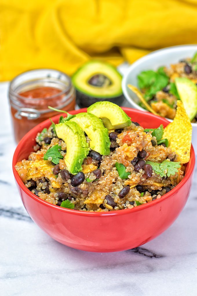 A large bowl of the Quinoa Taco Salad.