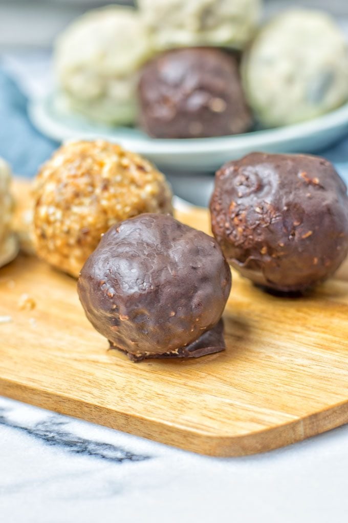 Chocolate Covered Ganache Energy Balls.