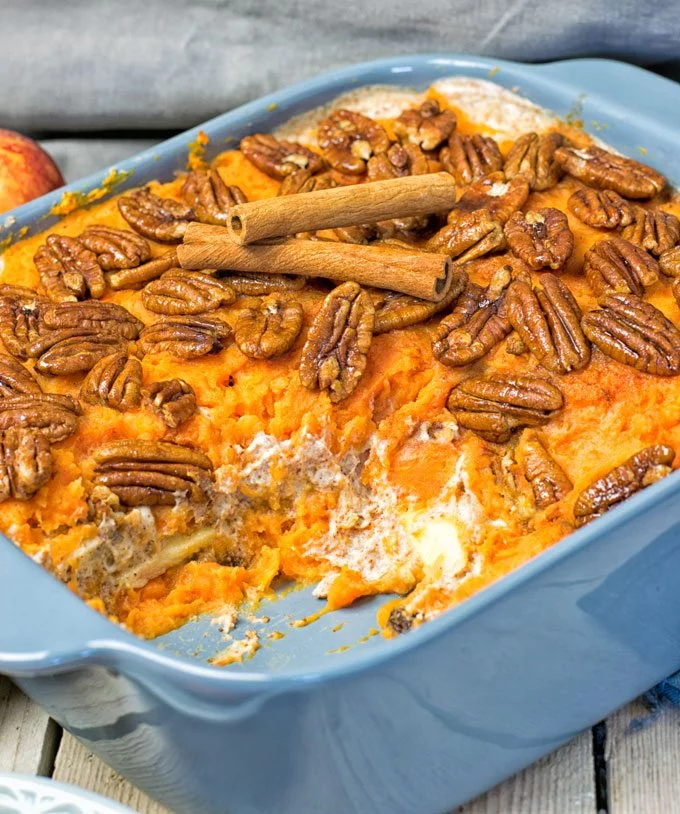 Closeup view on the Sweet Potato Casserole.