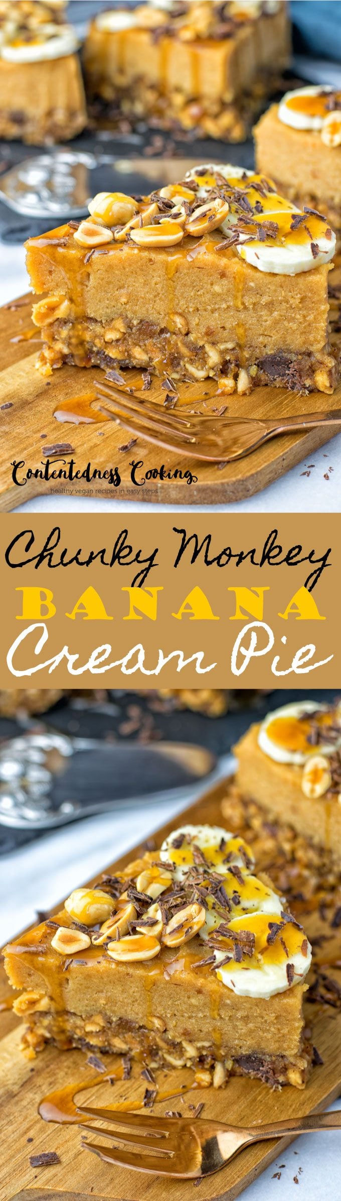 Chunky Monkey Banana Cream Pie | #vegan #glutenfree #contentednesscooking