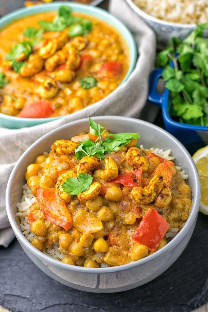 Closeup of Lentil Chickpea Yellow Curry.