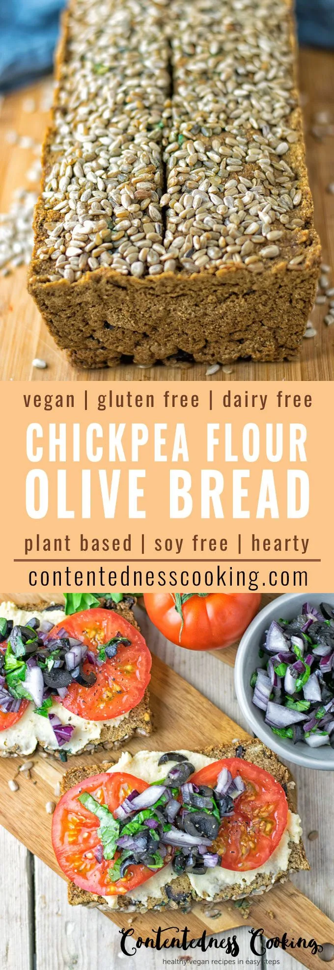 Olive Chickpea Flour Bread | #vegan #glutenfree #contentednesscooking #plantbased #soyfree #dairyfree