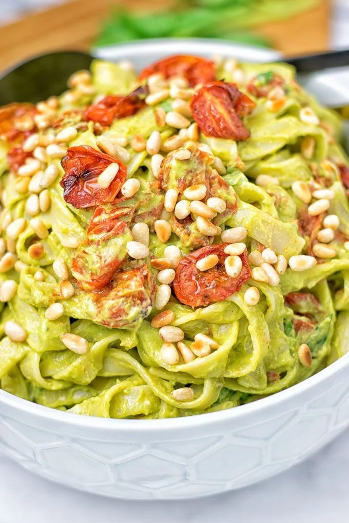 Avocado Pesto Pasta Sauce with Tagliatelle