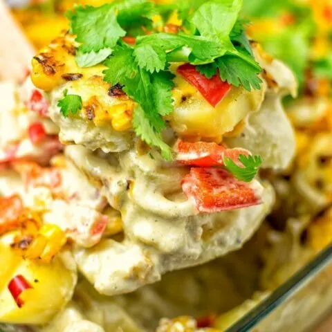 Mexican Street Corn Potato Casserole | #vegan #glutenfree #contentednesscooking #plantbased