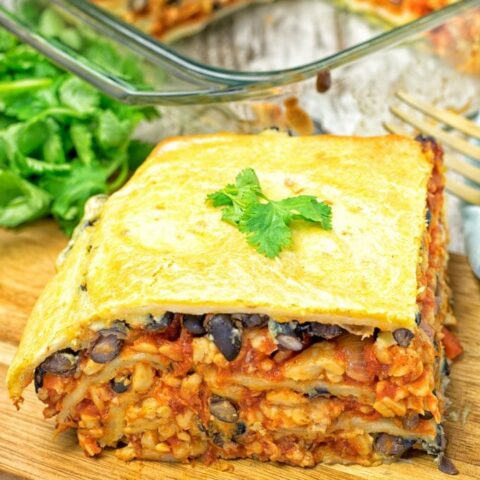 Easy Vegan Taco Lasagna | #vegan #glutenfree #contentednesscooking #plantbased #dairyfree