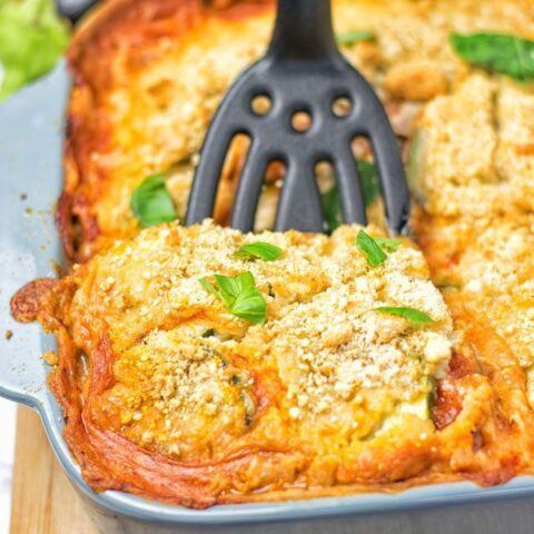 Eggplant Parmesan Zucchini Casserole | #vegan #glutenfree #contentednesscooking #plantbased #dairyfree