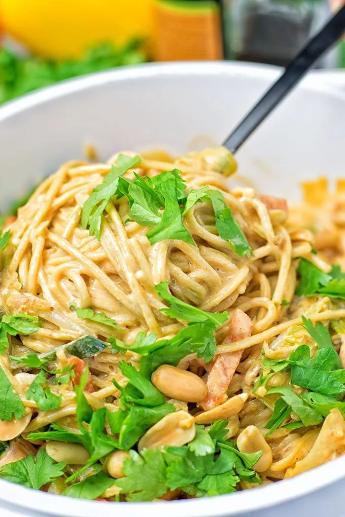 Creamy One Pot Pad Thai Noodles.