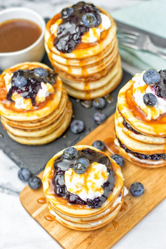 Vegan Ricotta Blueberry Pancakes.