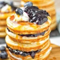 Vegan Ricotta Blueberry Pancakes | #vegan #glutenfree #contentednesscooking #plantbased #dairyfree
