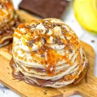 Vegan Caramel Nutella Pancakes | #vegan #glutenfree #contentednesscooking #plantbased #dairyfree #dessert