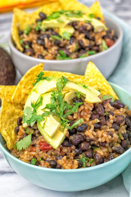 Closeup on a Vegetarian BBQ Burrito Bowl