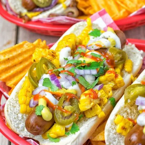 Mexican Street Corn Hot Dogs | #vegan #glutenfree #contentednesscooking #dairyfree #plantbased