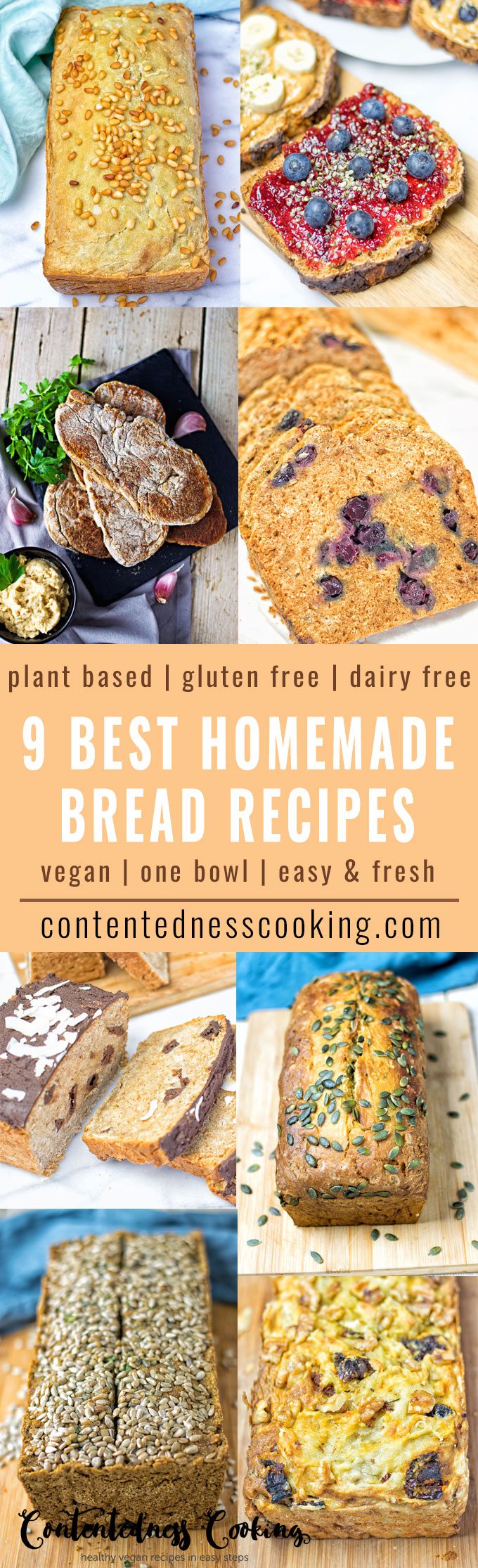 9 Best Homemade Vegan Bread Recipes | #vegan #glutenfree #contentednesscooking #plantbased #dairyfree