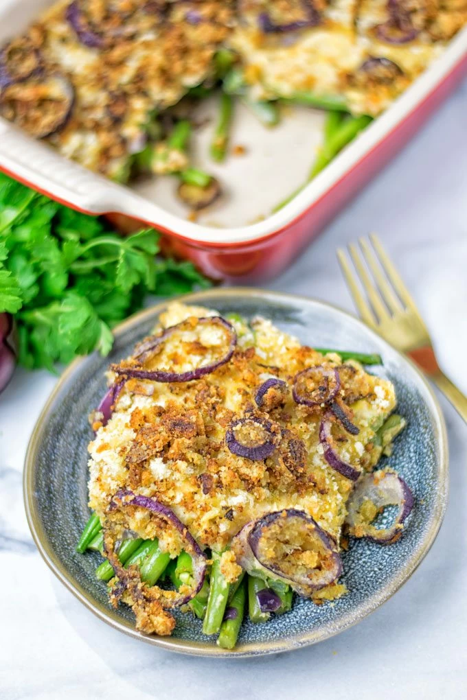 Chickpea Mash Green Bean Casserole | #vegan #glutenfree #contentednesscooking #dairyfree #plantbased