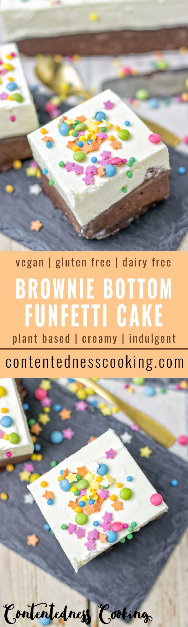 Oreo Brownie Bottom Funfetti Cake | #vegan #glutenfree #contentednesscooking