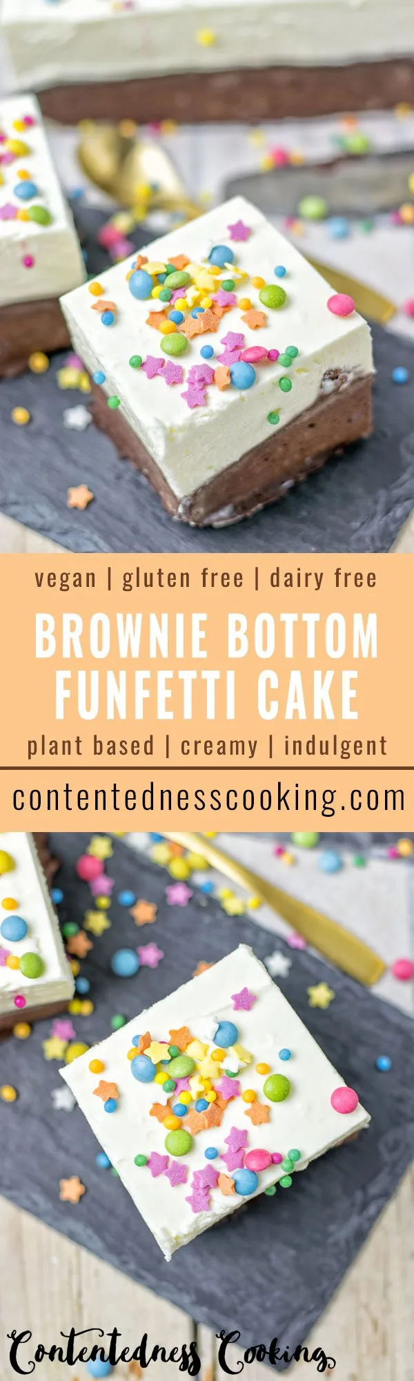 Oreo Brownie Bottom Funfetti Cake | #vegan #glutenfree #contentednesscooking