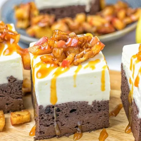 Cheesecake Brownies with Caramel Apples | vegan glutenfree contentednesscooking plant based dairy free