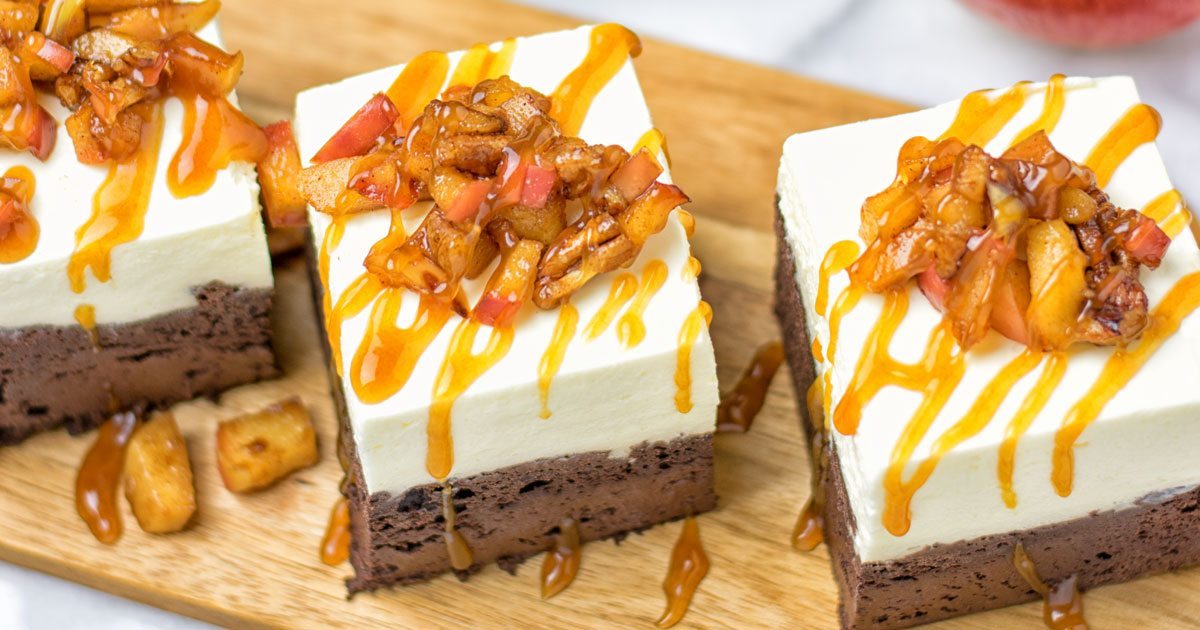 Cheesecake Brownies with Caramel Apples Contentedness Cooking