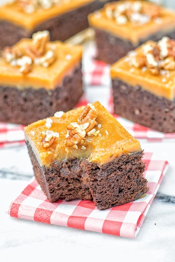 Salted Caramel Brownies with Maple Pecans | #vegan #glutenfree #contentednesscooking #plantbased