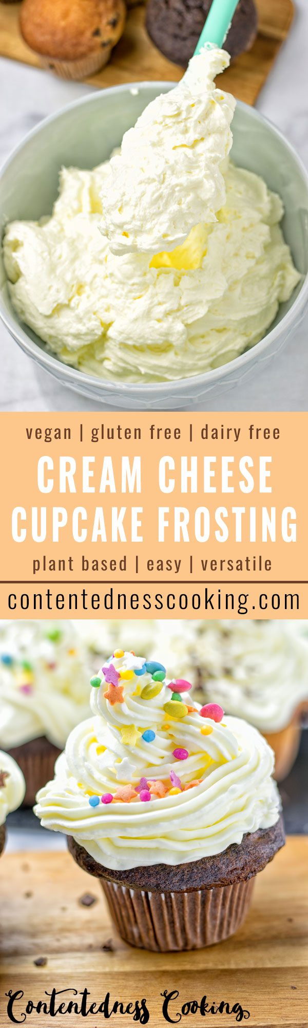 Vegan Cream Cheese Cupcake Frosting | #vegan #glutenfree #contentednesscooking #frosting