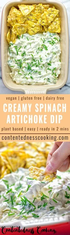 Creamy Spinach Artichoke Dip | #vegan #glutenfree #contentednesscooking