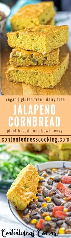 Easy Jalapeno Cornbread | #vegan #glutenfree #contentednesscooking