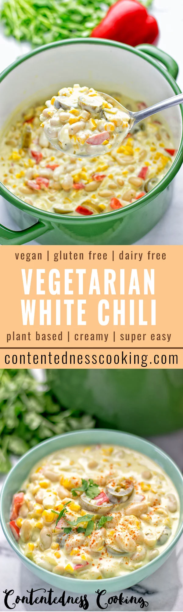 Vegetarian White Chili | #vegan #glutenfree #contentednesscooking