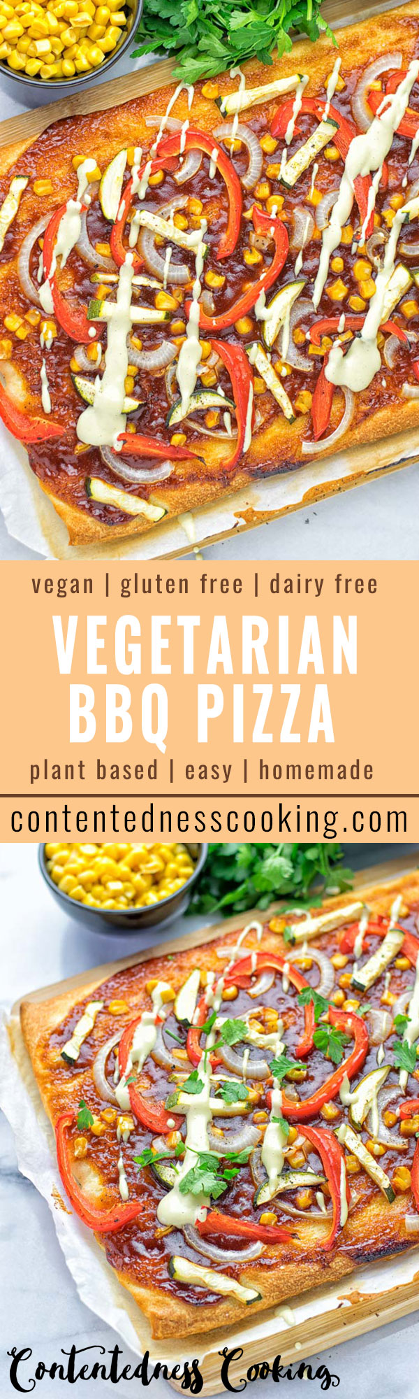 Vegetarian BBQ Pizza | #vegan #glutenfree #contentednesscooking