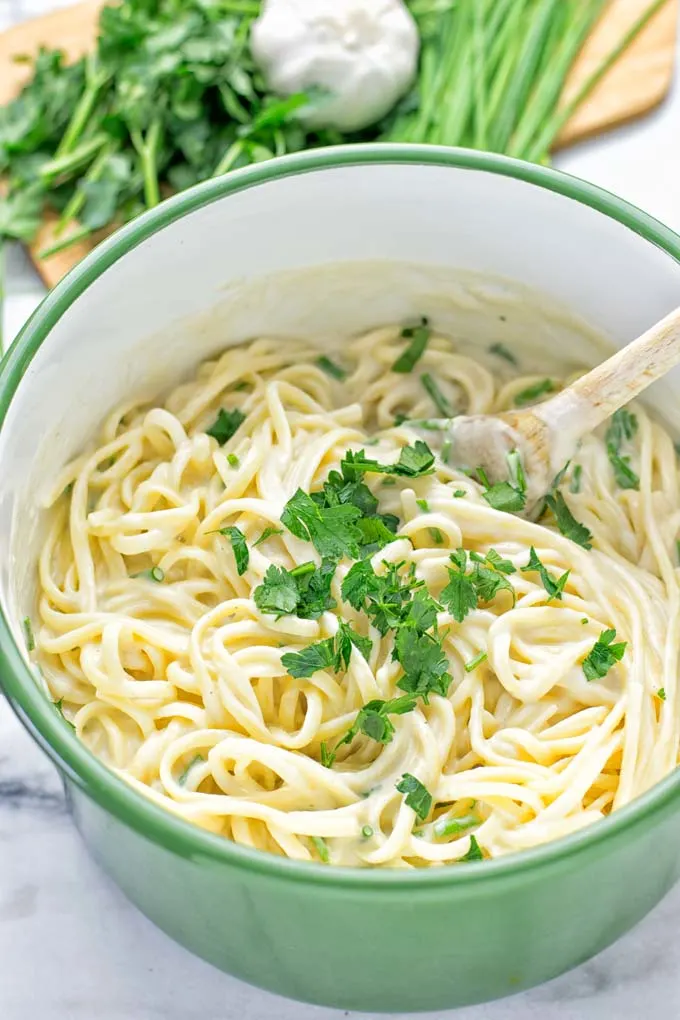 Cauliflower Carbonara Sauce #vegan #glitenfree #contentednesscooking #pasta #sauce