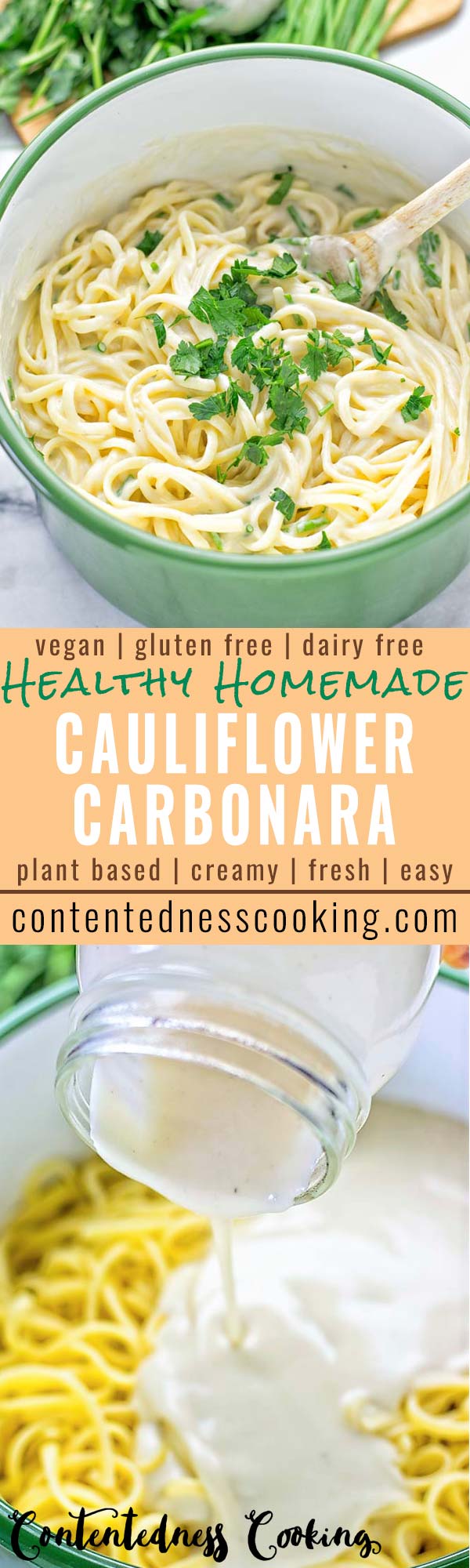 Cauliflower Carbonara Sauce #vegan #glitenfree #contentednesscooking #pasta #sauce