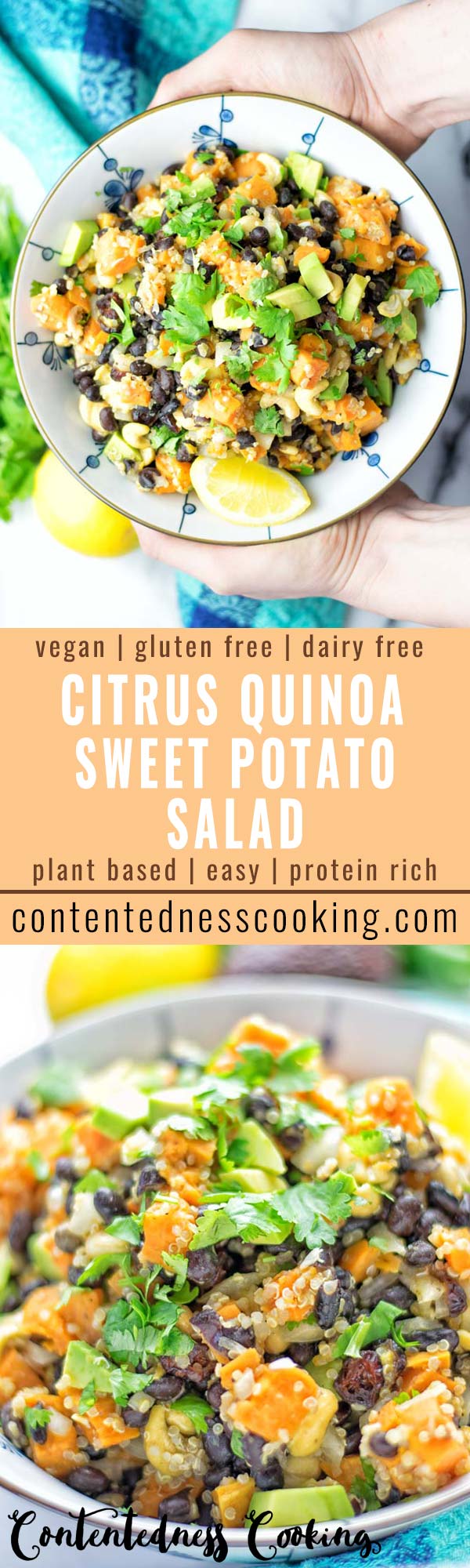 Citrus Quinoa Sweet Potato Salad | #vegan #glutenfree #contentednesscooking #salad #quinoa #dairyfree