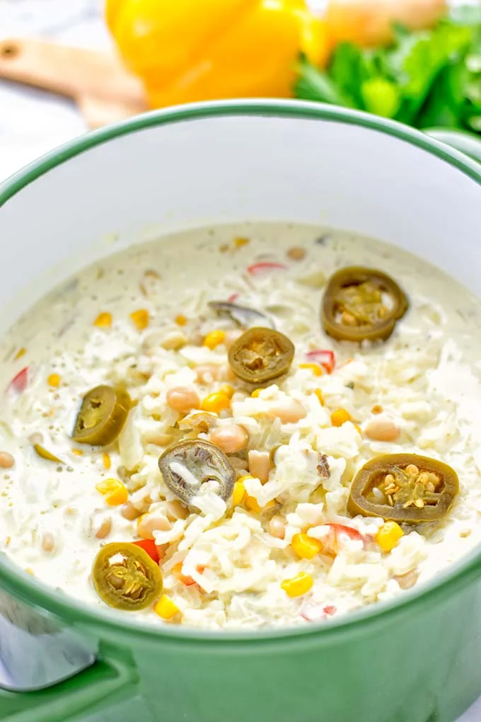 White Chili Rice Casserole | #vegan #glutenfree #contentednesscooking