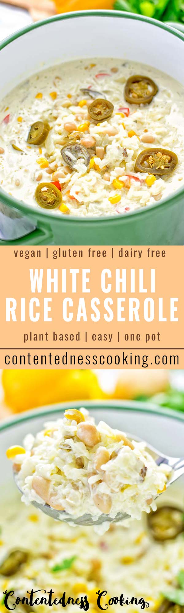 White Chili Rice Casserole | #vegan #glutenfree #contentednesscooking