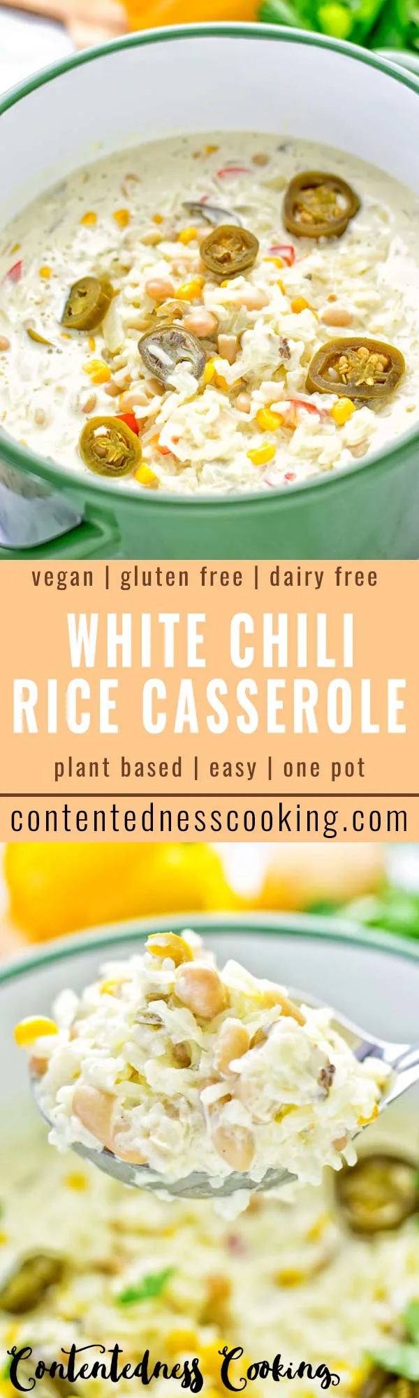 White Chili Rice Casserole | #vegan #glutenfree #contentednesscooking