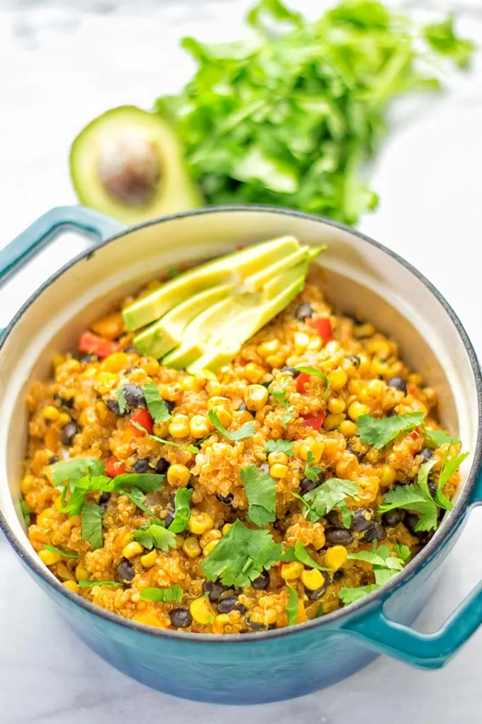 Quinoa Enchilada with Mexican Street Corn | #vegan #glutenfree #contentednesscooking #plantbased #dairyfree